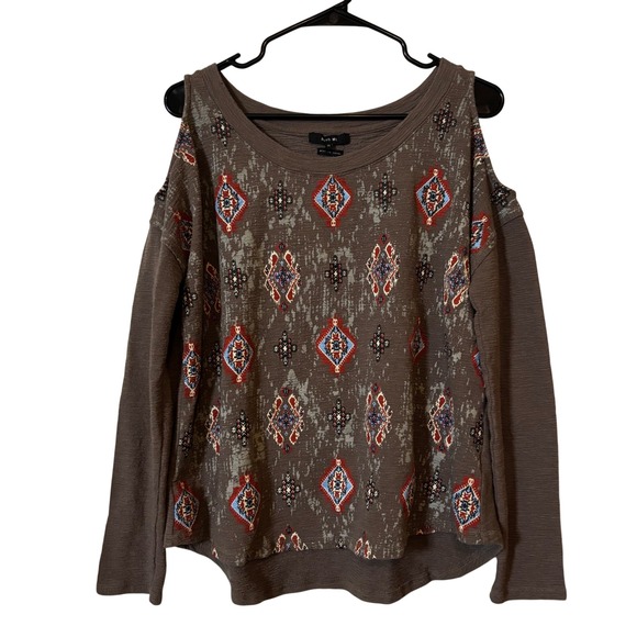Miss Me Tops - Miss Me Women's Boho Sweater Sz M Cold‎ Shoulder Top